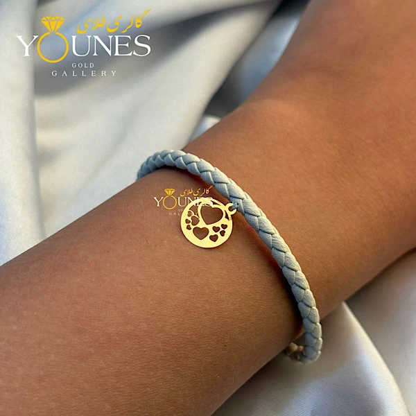 دستبند چرم قلب قلبی لیزری طلا